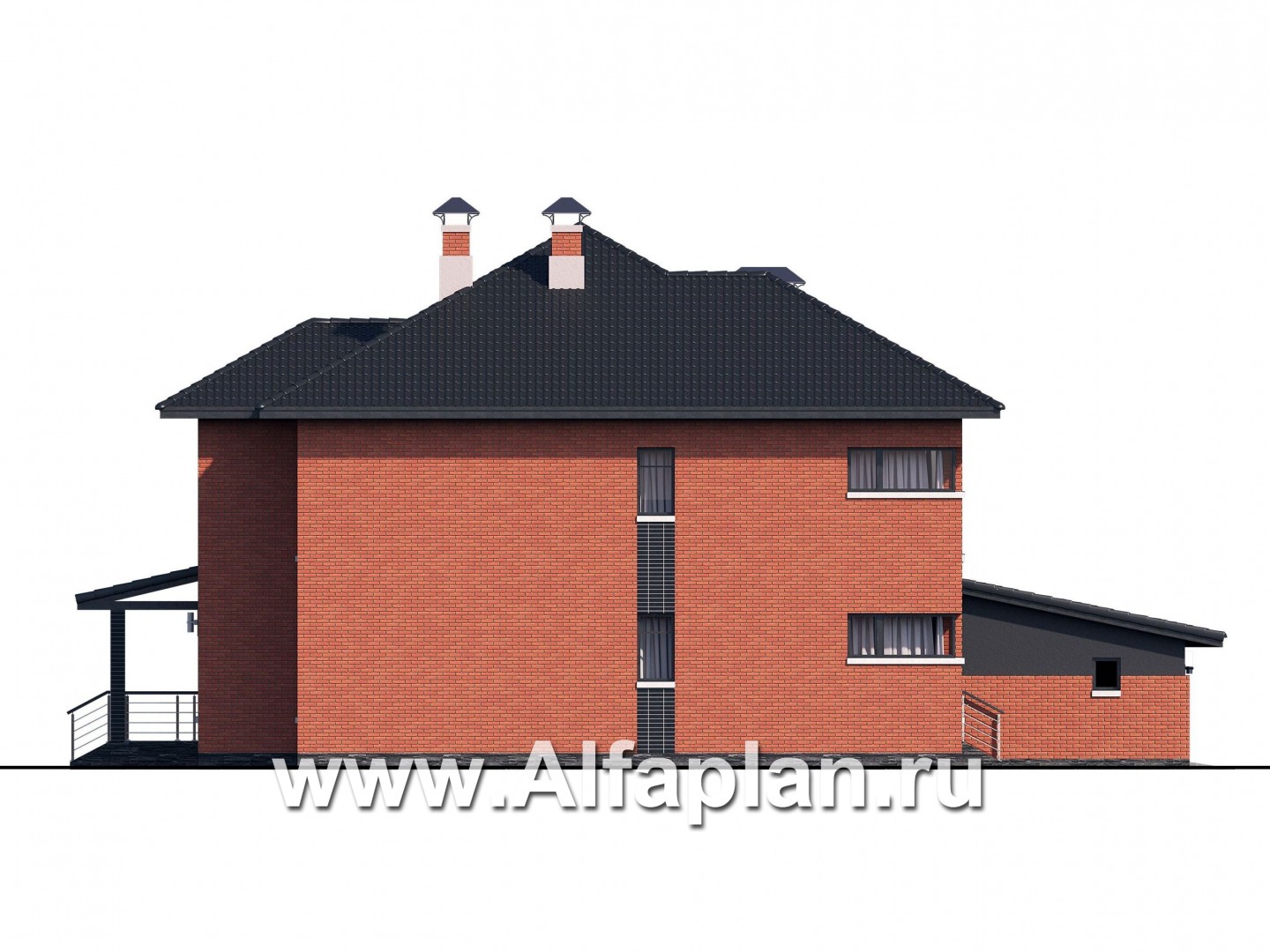 Проекты домов Альфаплан - «Эльба» — современная вилла с угловым остеклением и гаражом - изображение фасада №3
