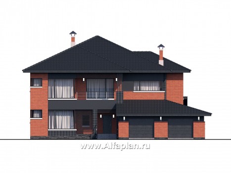 Проекты домов Альфаплан - «Эльба» — современная вилла с угловым остеклением и гаражом - превью фасада №1