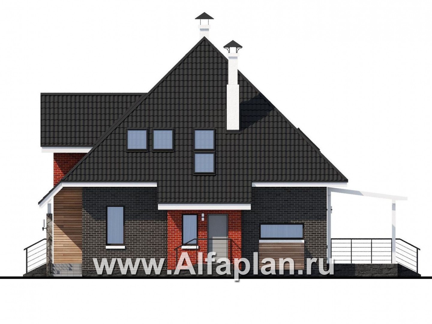 Проекты домов Альфаплан - «Сириус» - современный мансардный дом - изображение фасада №2