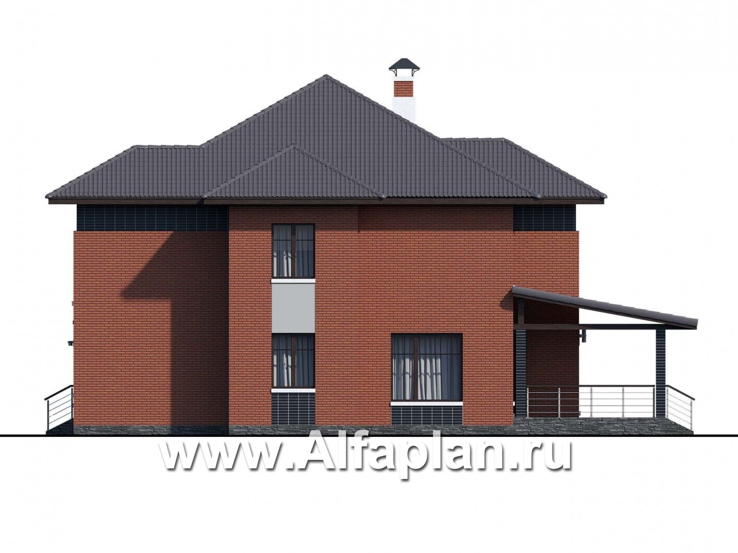 Проекты домов Альфаплан - «Рейн» - просторный современный коттедж - изображение фасада №2