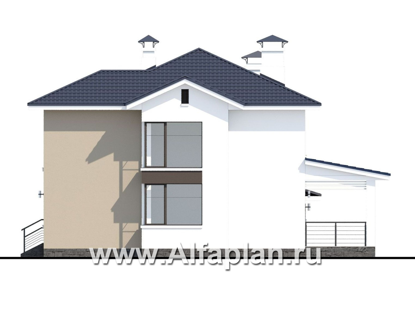 Проекты домов Альфаплан - «Лотос» - компактный современный двухэтажный дом с гаражом - изображение фасада №2