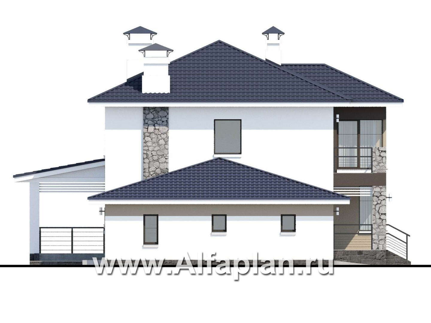 Проекты домов Альфаплан - «Лотос» - компактный современный двухэтажный дом с гаражом - изображение фасада №3