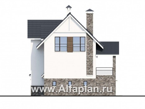 Проекты домов Альфаплан - «Альпина» - трехэтажный коттедж с гаражом для маленького участка - превью фасада №2