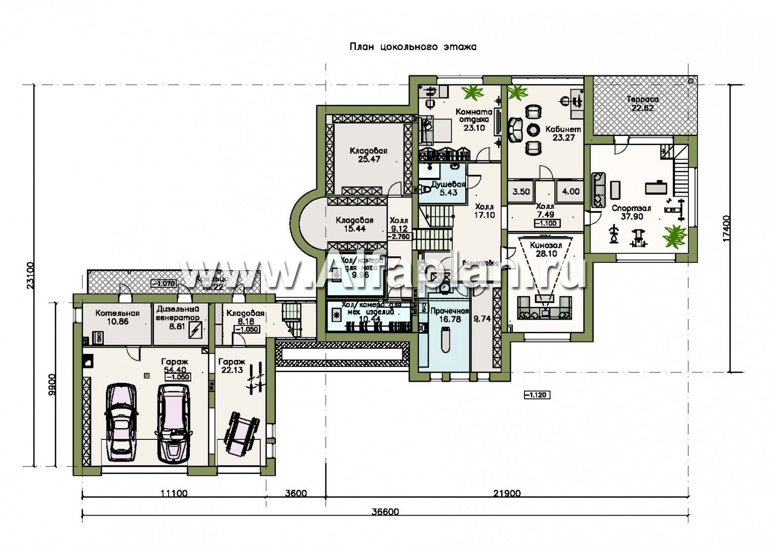 Проекты домов Альфаплан - Эксклюзивный проект виллы со вспомогательным домом и гаражом - изображение плана проекта №1