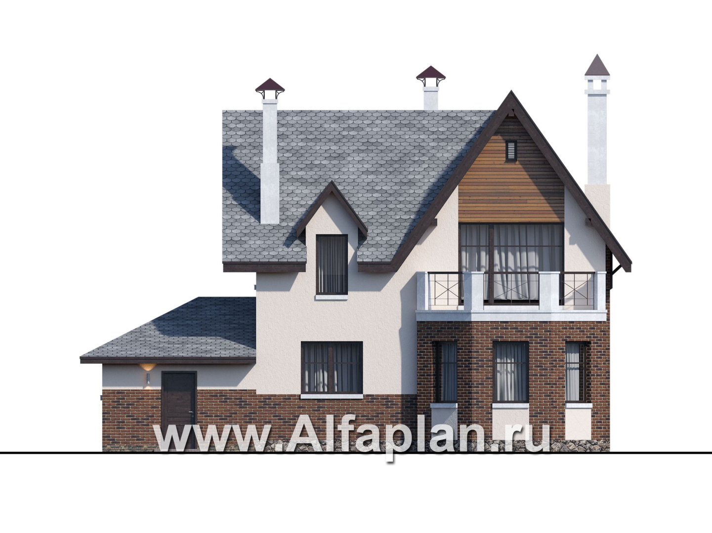 Проекты домов Альфаплан - «Стелла» - стильный дом с гаражом для маленького участка - изображение фасада №4