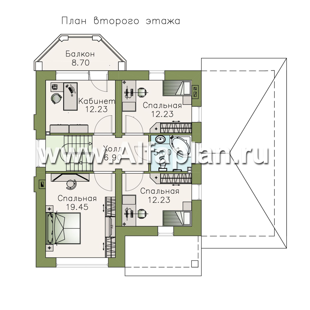 Проекты домов Альфаплан - «Стелла» - стильный дом с гаражом для маленького участка - изображение плана проекта №2