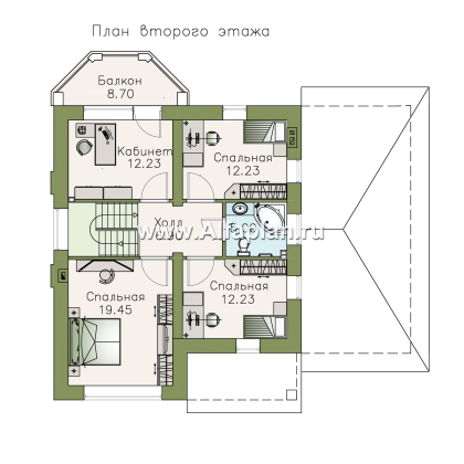 Проекты домов Альфаплан - «Стелла» - стильный дом с гаражом для маленького участка - превью плана проекта №2