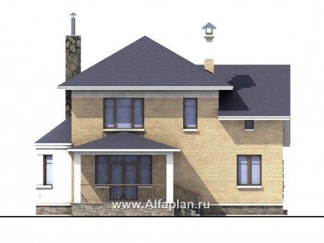 Проекты домов Альфаплан - «Ювенил» - двухэтажный загородный дом - превью фасада №4