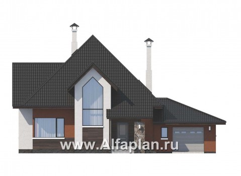Проекты домов Альфаплан - «Сириус» - современный мансардный дом - превью фасада №1
