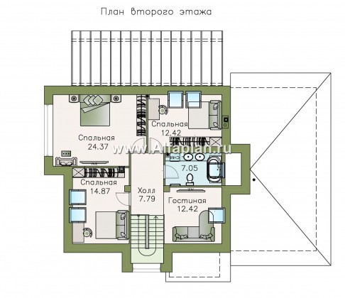 Проекты домов Альфаплан - «Сириус» - современный мансардный дом - превью плана проекта №2