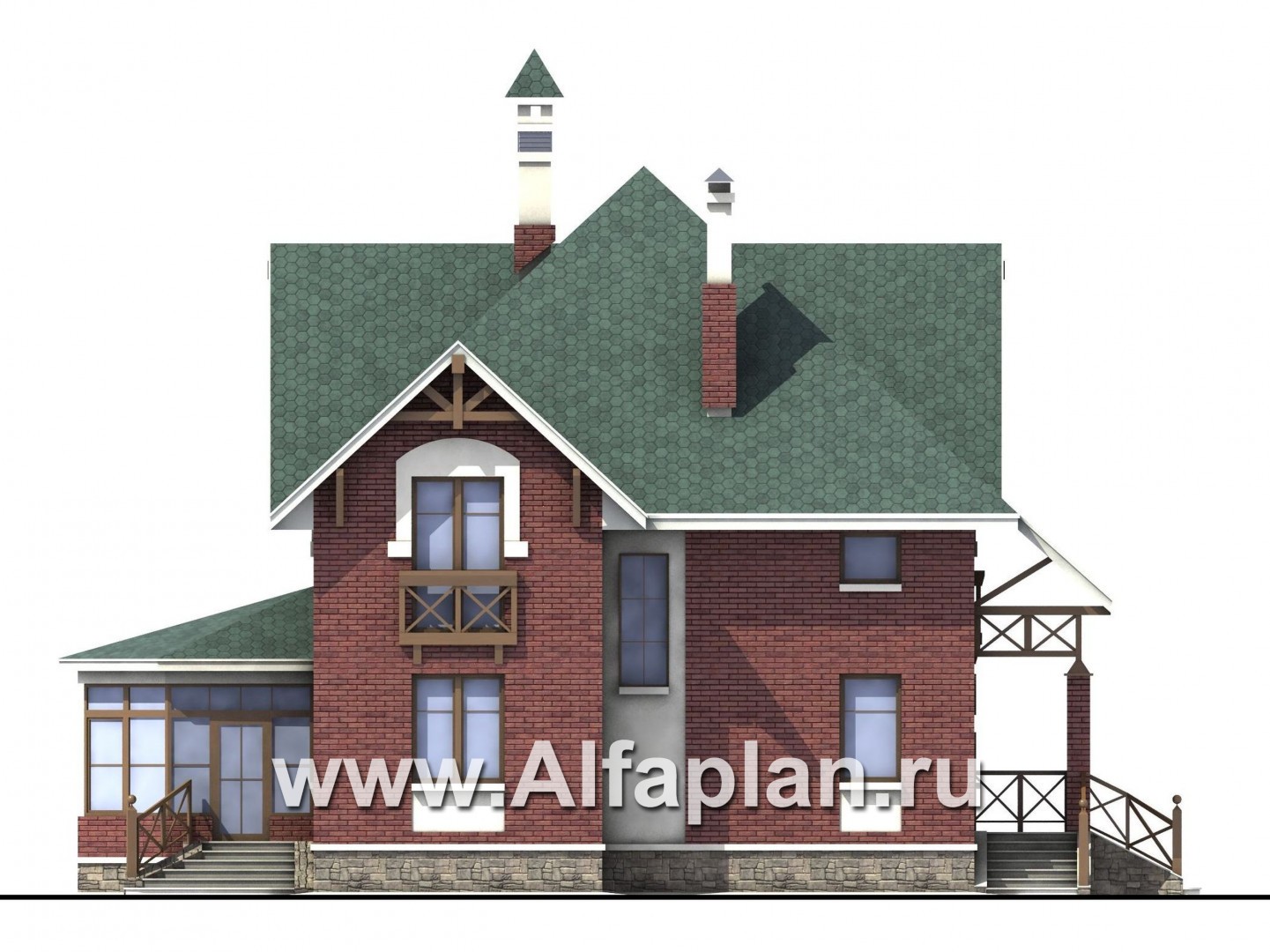 Проекты домов Альфаплан - «Магистр» - двухэтажный  дом с эркером - изображение фасада №3