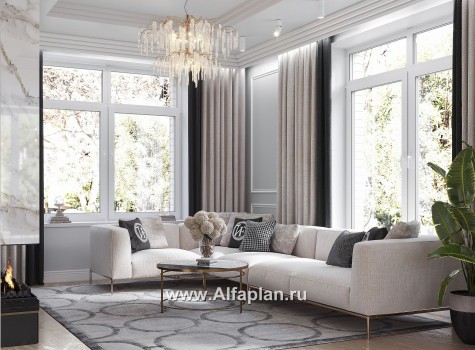 Проекты домов Альфаплан - Двухэтажный особняк с большой гостиной - превью дополнительного изображения №3