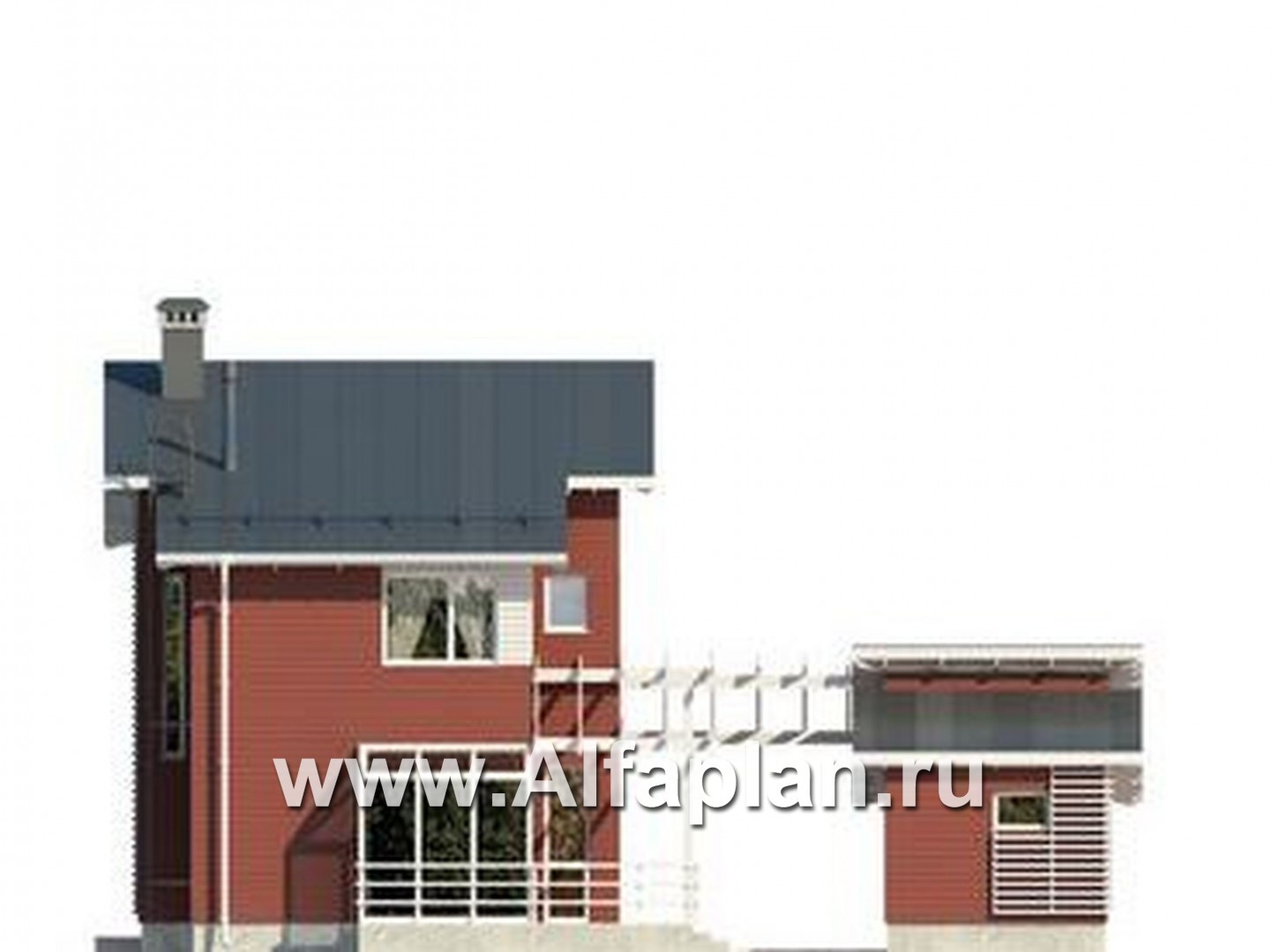 Проекты домов Альфаплан - Современный каркасный дом - изображение фасада №2