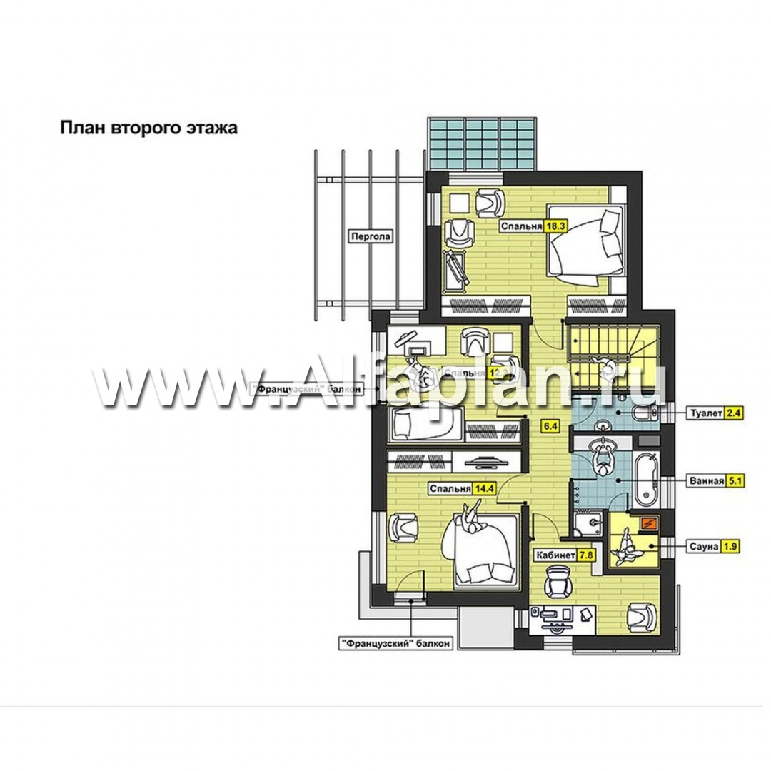 Проекты домов Альфаплан - Современный каркасный дом - изображение плана проекта №2