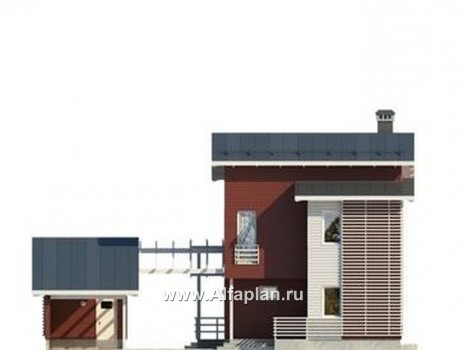 Проекты домов Альфаплан - Современный каркасный дом - превью фасада №1