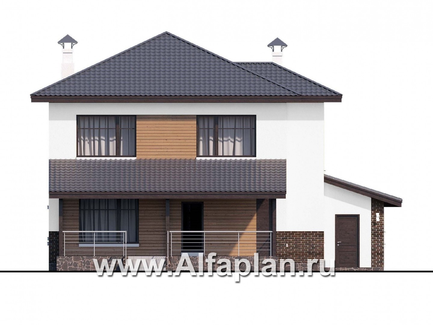 Проекты домов Альфаплан - «Ирида» - стильный современный дом с гаражом на два автомобиля - изображение фасада №4