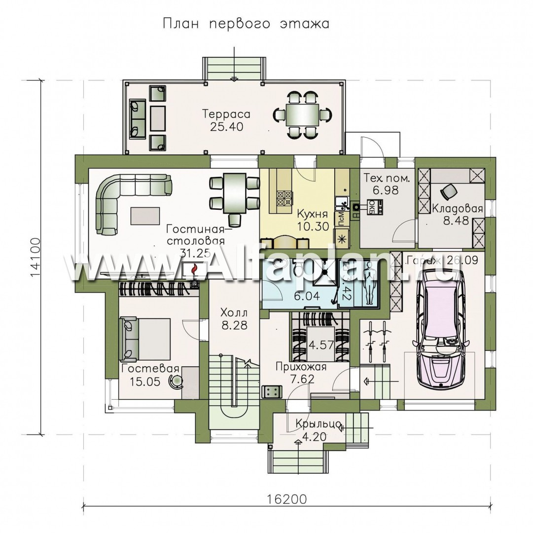 Проекты домов Альфаплан - «Сириус» - современный мансардный дом - изображение плана проекта №1