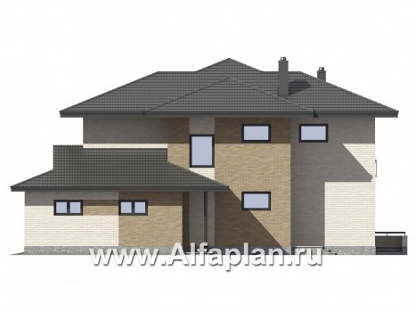 Проекты домов Альфаплан - Двухэтажный дом с угловым остеклением - превью фасада №4