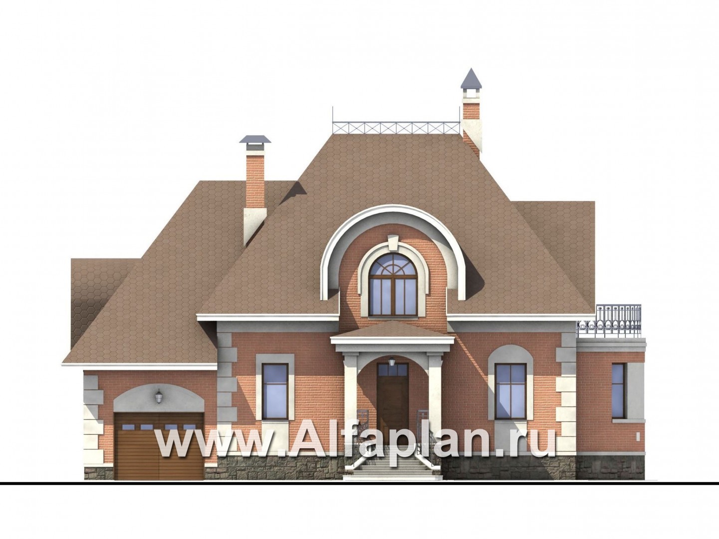 Проекты домов Альфаплан - «Эвита» - респектабельный дом с гаражом - изображение фасада №1