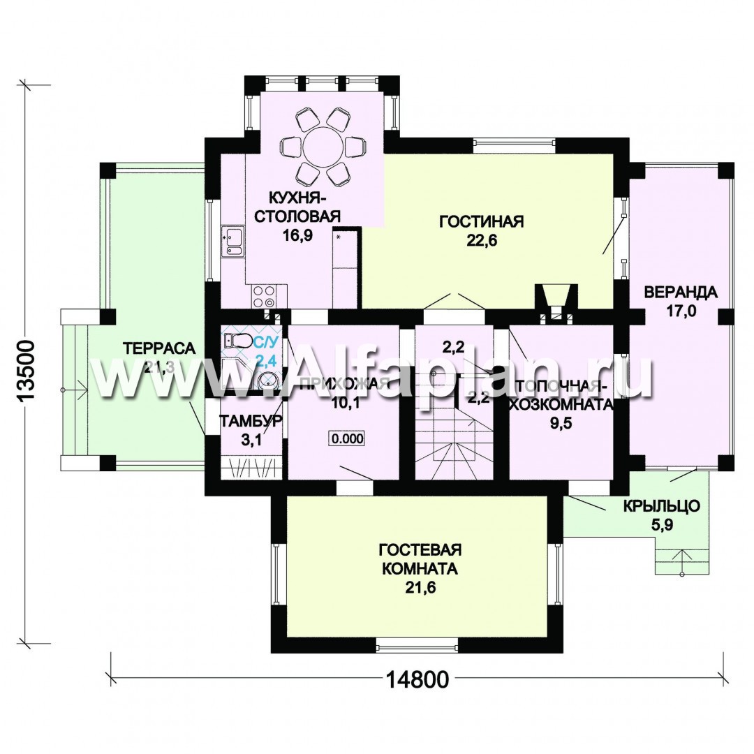 Проекты домов Альфаплан - Двухэтажный дом с восточными мотивами - план проекта №1