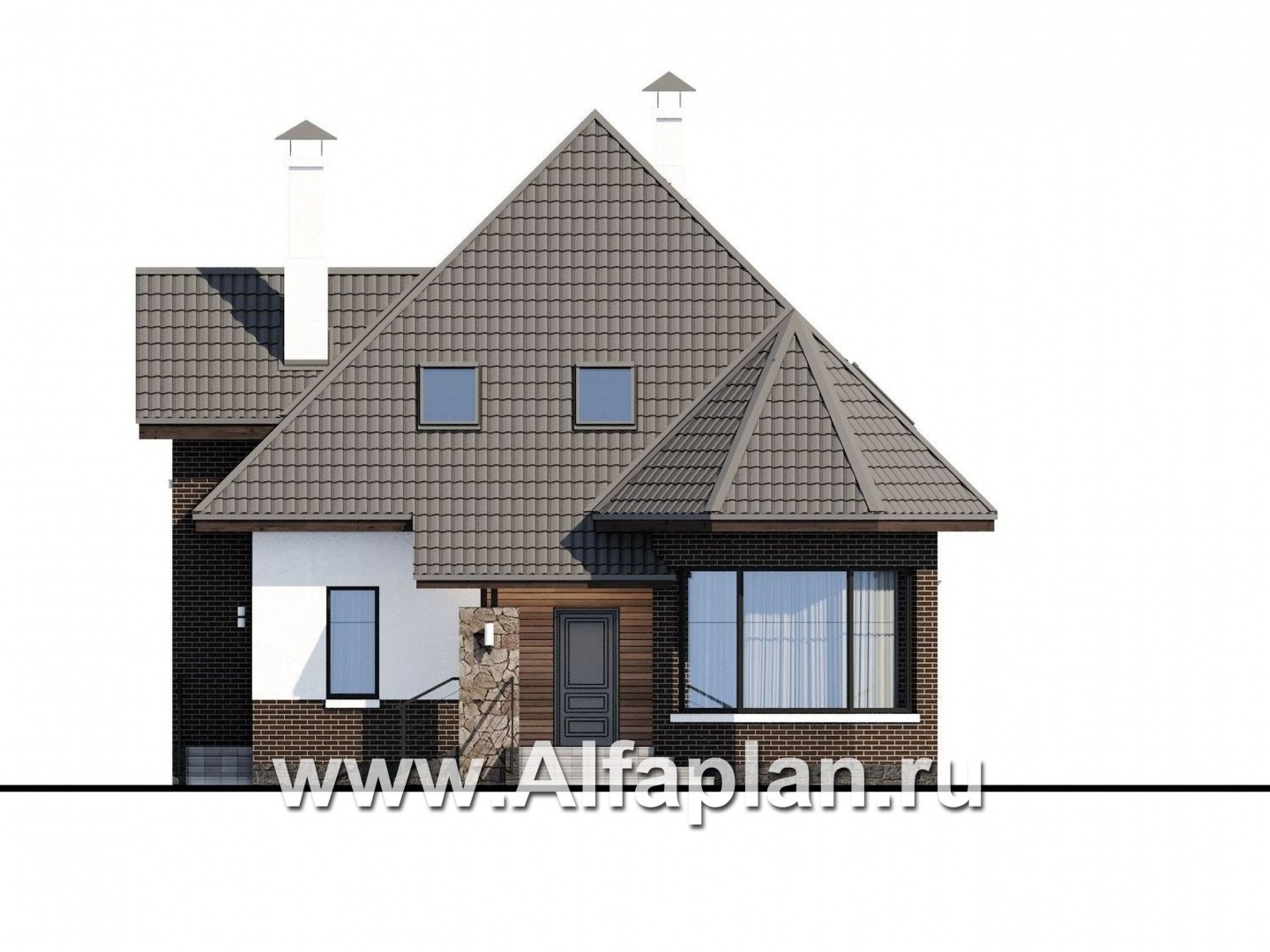 Проекты домов Альфаплан - «Капелла» - современный мансардный дом - изображение фасада №1