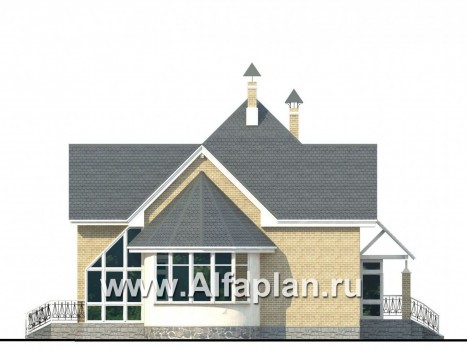 Проекты домов Альфаплан - «Солярис» - загородный дом с двусветной гостиной - превью фасада №3