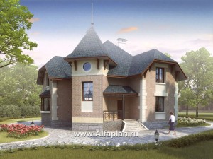 Проекты домов Альфаплан - «Баттерфляй» - коттедж для углового участка - превью основного изображения