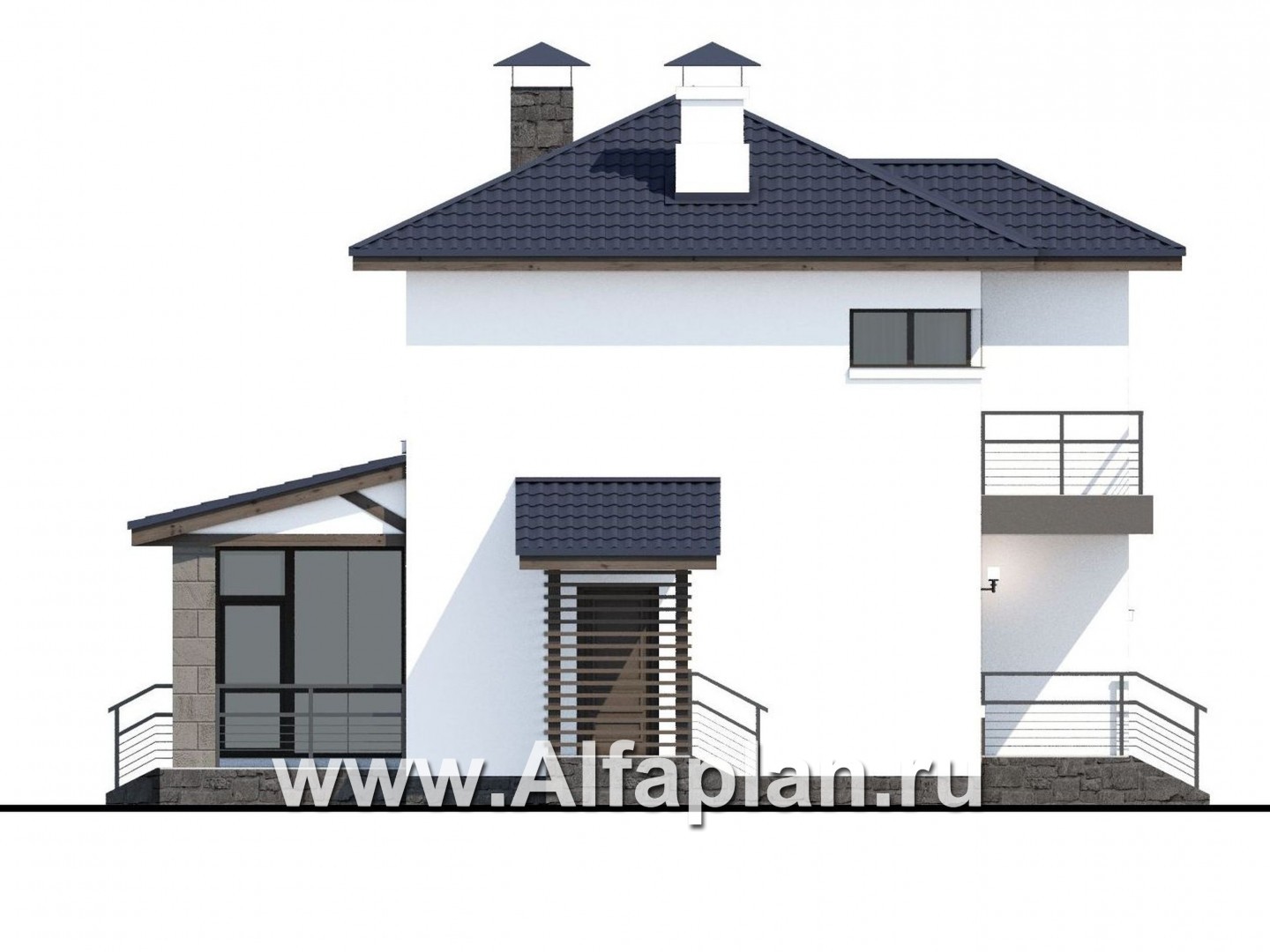 Проекты домов Альфаплан - «Мотивация успеха» - дом, обращенный  окнами в сад - изображение фасада №3