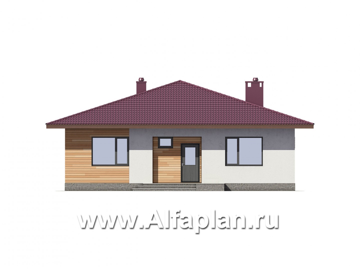 Проекты домов Альфаплан - Проект современного одноэтажного дома - изображение фасада №1