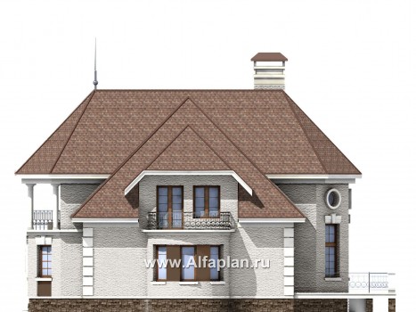 Проекты домов Альфаплан - «Белта» -  двухэтажный коттедж в романтическом стиле - превью фасада №2