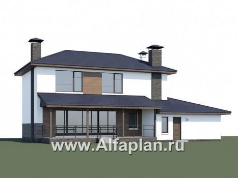 Проекты домов Альфаплан - «Мотивация успеха» - дом с гаражом, обращенный окнами в сад - превью дополнительного изображения №1