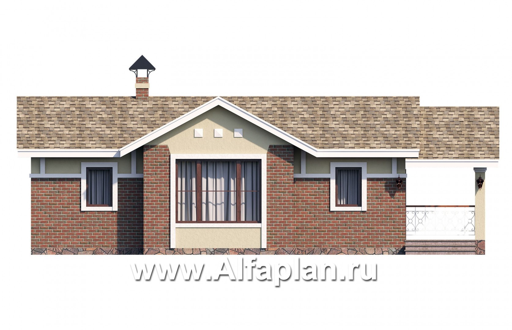 Проекты домов Альфаплан - Дом для отдыха(баня) с уютным крыльцом - изображение фасада №1