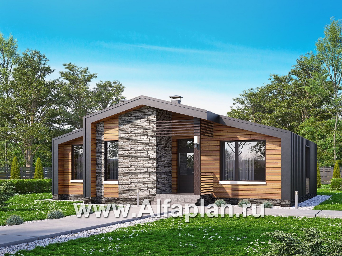 Проекты домов Альфаплан - «Альфа» - каркасный дом с сауной - основное изображение