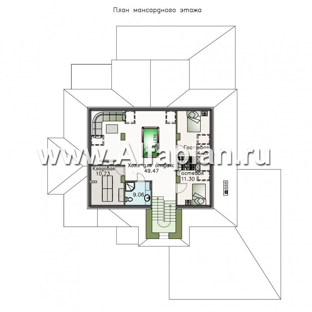 Проекты домов Альфаплан - «Демидов» - респектабельный особняк с гаражом на два автомобиля - план проекта №3