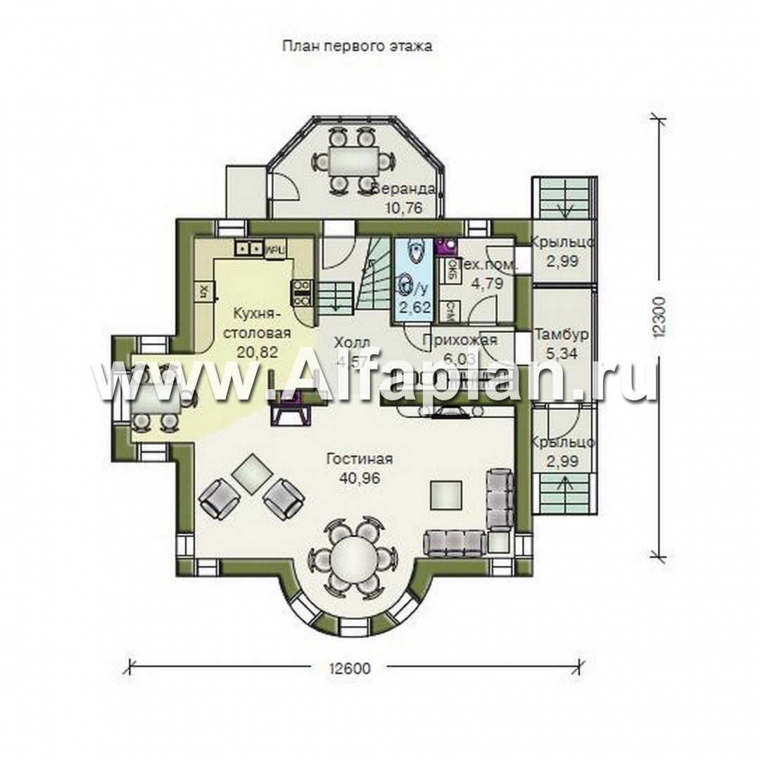 Проекты домов Альфаплан - «Петит» - проект двухэтажного загородного дома с просторной мансардой - план проекта №1