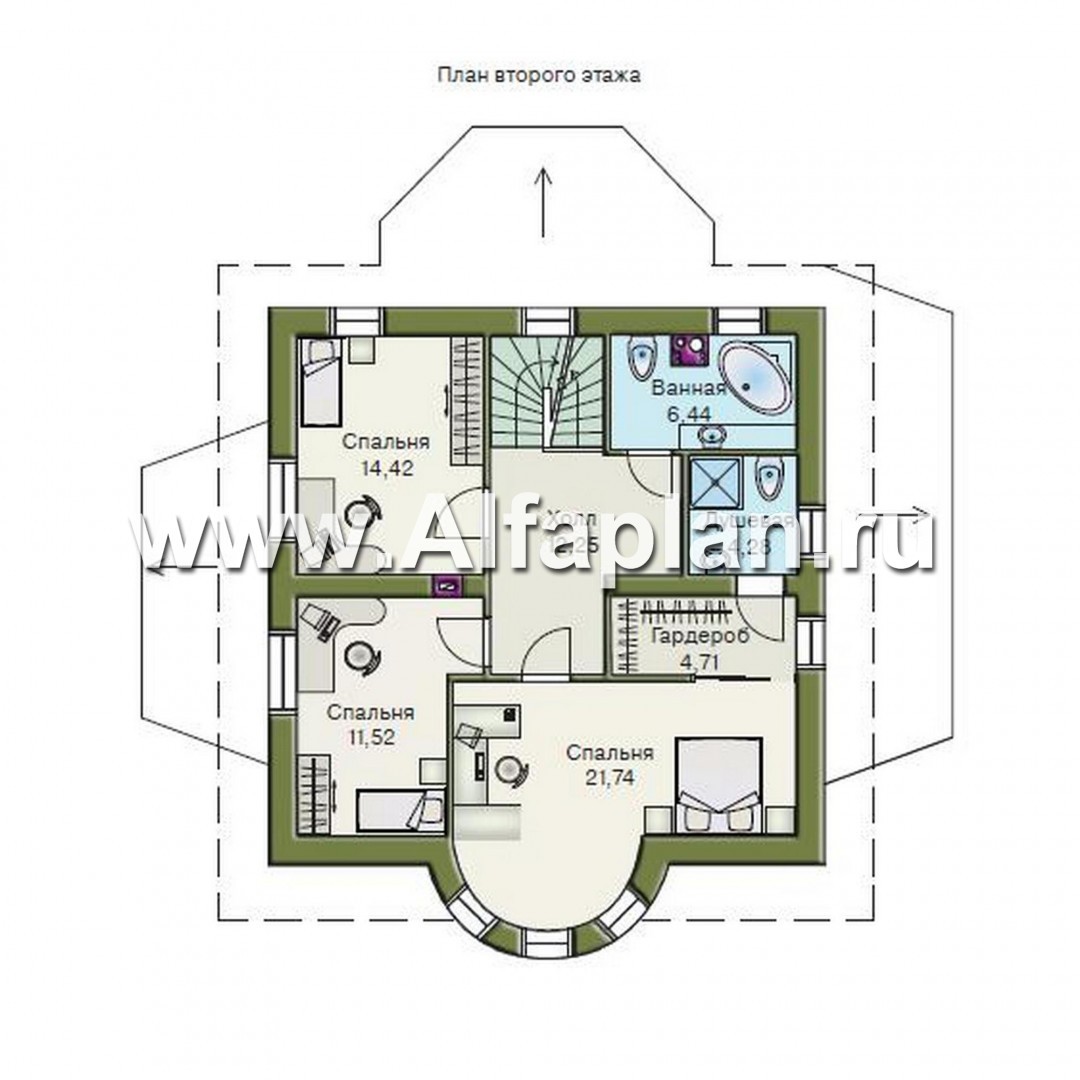Проекты домов Альфаплан - «Петит» - проект двухэтажного загородного дома с просторной мансардой - план проекта №2