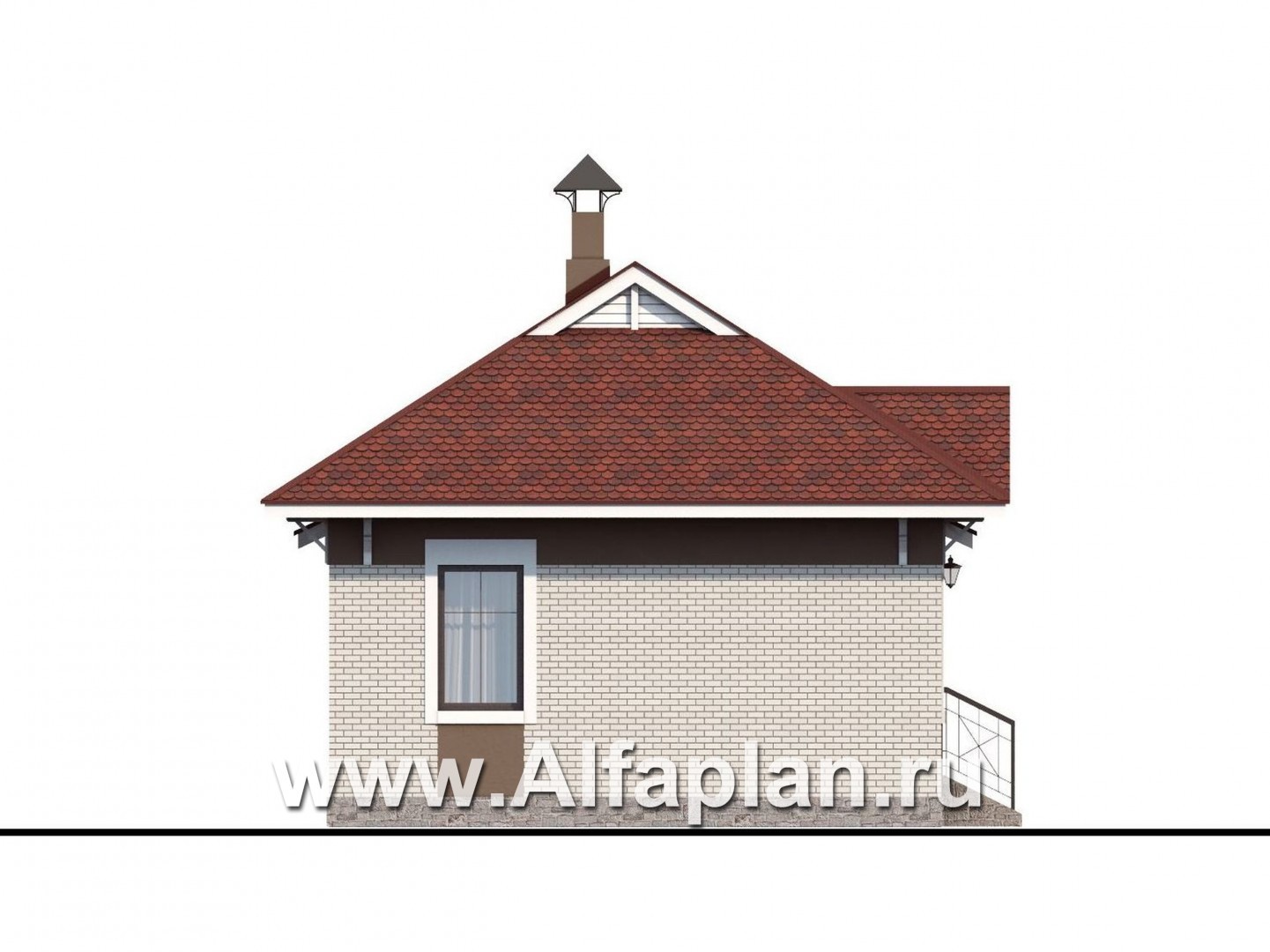 Проекты домов Альфаплан - Проект гостевого кирпичного дома - изображение фасада №3
