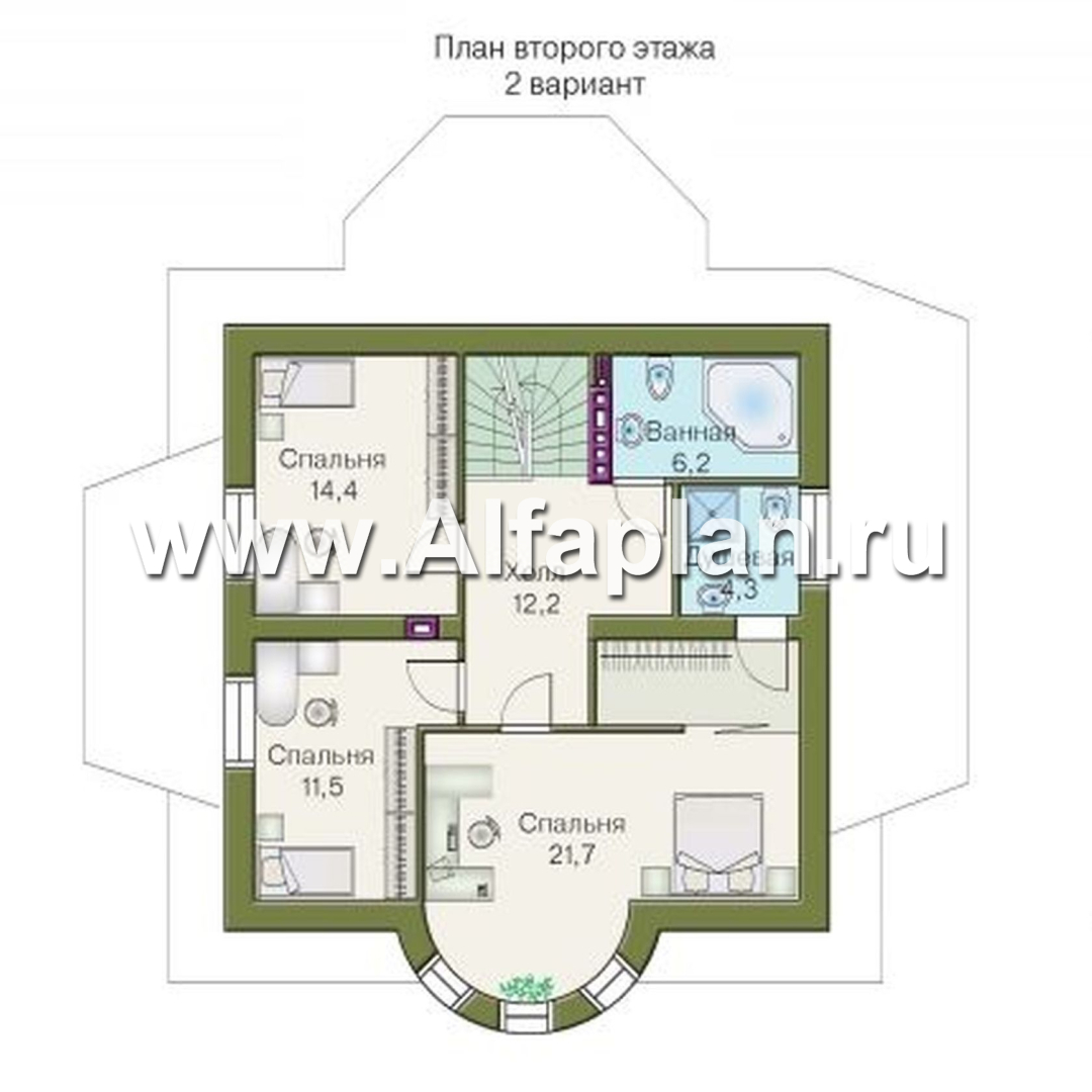 Проекты домов Альфаплан - «Петит» - проект дома с полукруглым эркером - план проекта №3
