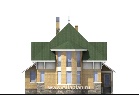 Проекты домов Альфаплан - «Петит» - проект дома с полукруглым эркером - превью фасада №1