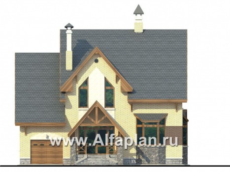 Проекты домов Альфаплан - «Норд» - проект двухэтажного загородного дома с гаражом и террасой - превью фасада №1