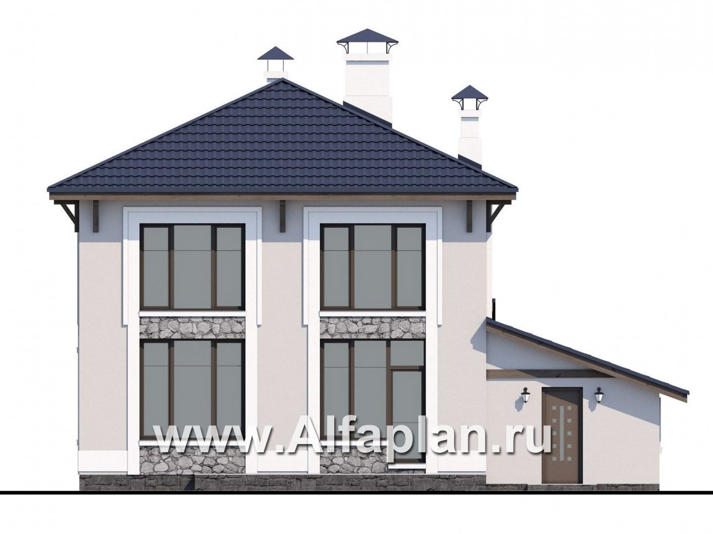 Проекты домов Альфаплан - «Смарт» - вместительный и компактный двухэтажный коттедж - изображение фасада №4