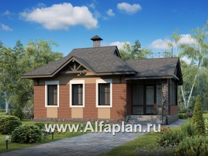 Проекты домов Альфаплан - Дом для отдыха с сауной и верандой - превью основного изображения