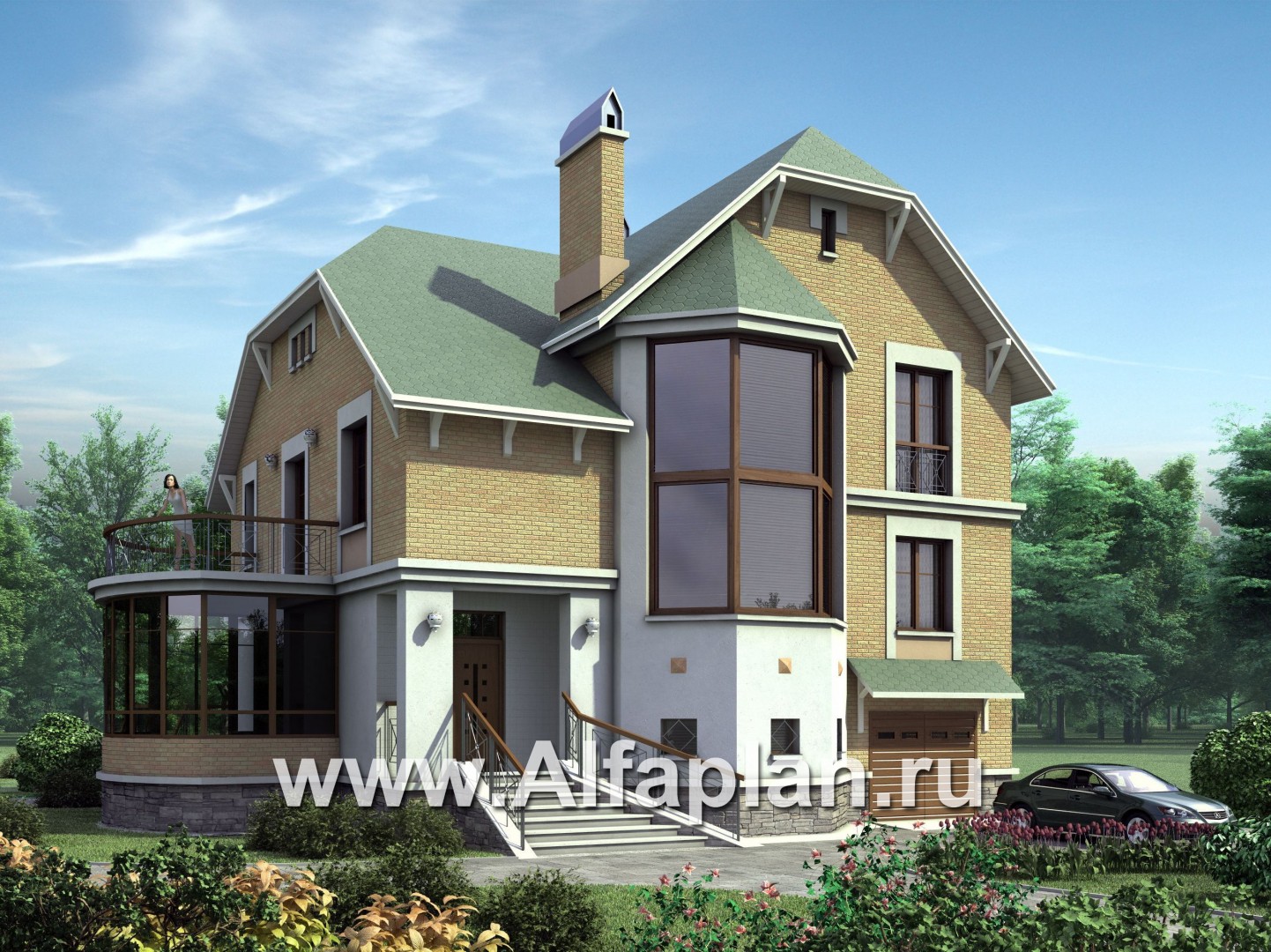 Проекты домов Альфаплан - «Крестный Пачино»  - фешенебельный загородный дом - основное изображение