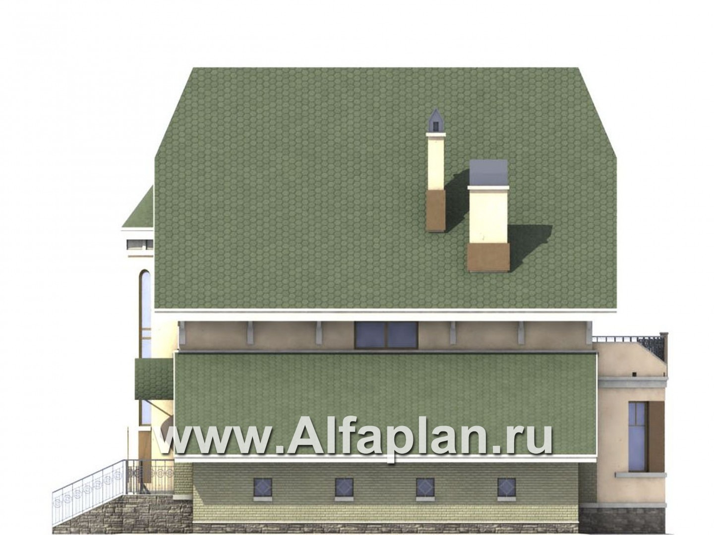 Проекты домов Альфаплан - «Барби-Холл»  - коттедж с полукруглым эркером - изображение фасада №2