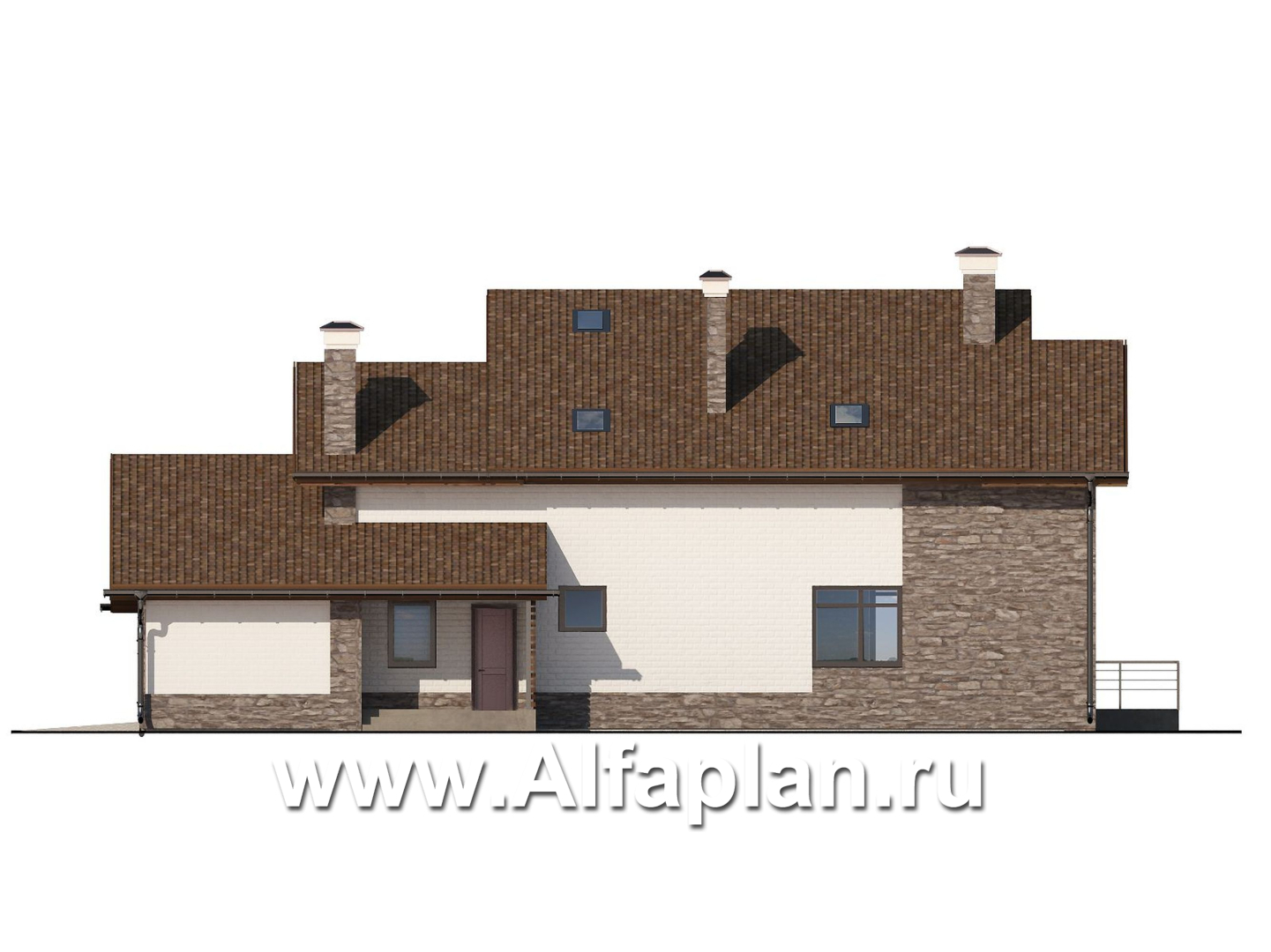 Проекты домов Альфаплан - Двухэтажный коттедж с угловым остеклением - изображение фасада №4