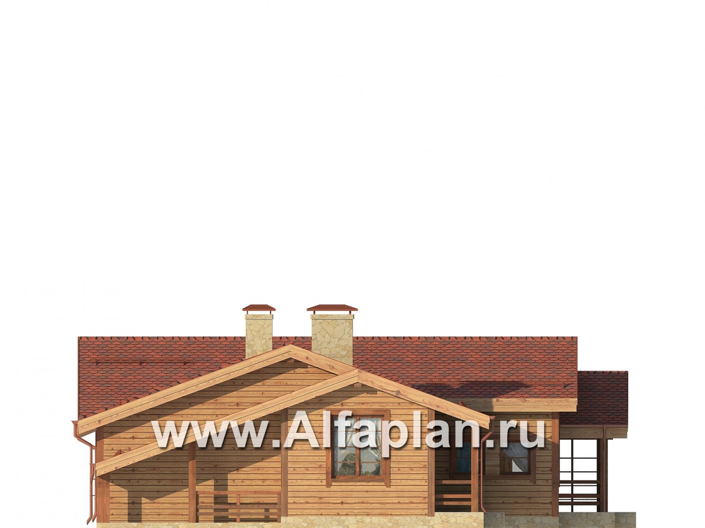 Проекты домов Альфаплан - Комфортабельный одноэтажный дом из бруса - изображение фасада №3