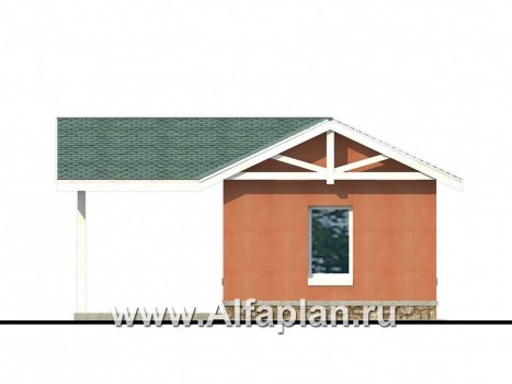 Проекты домов Альфаплан - Закрытый гараж и навес для авто - превью фасада №4