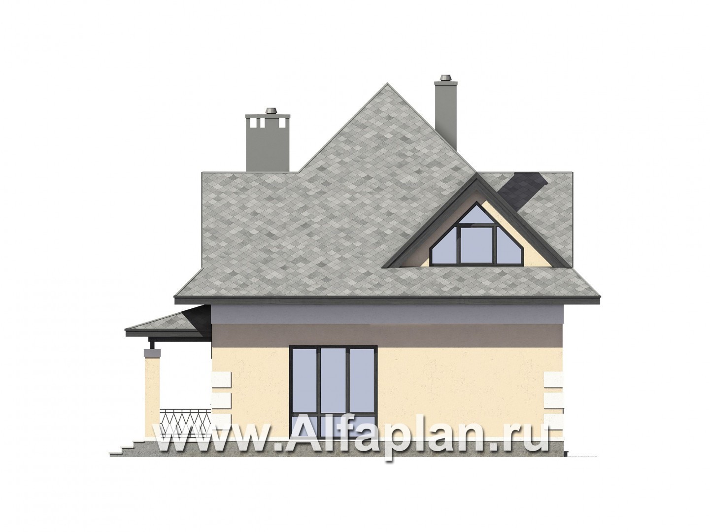 Проекты домов Альфаплан - Компактный и экономичный мансардный дом - изображение фасада №4