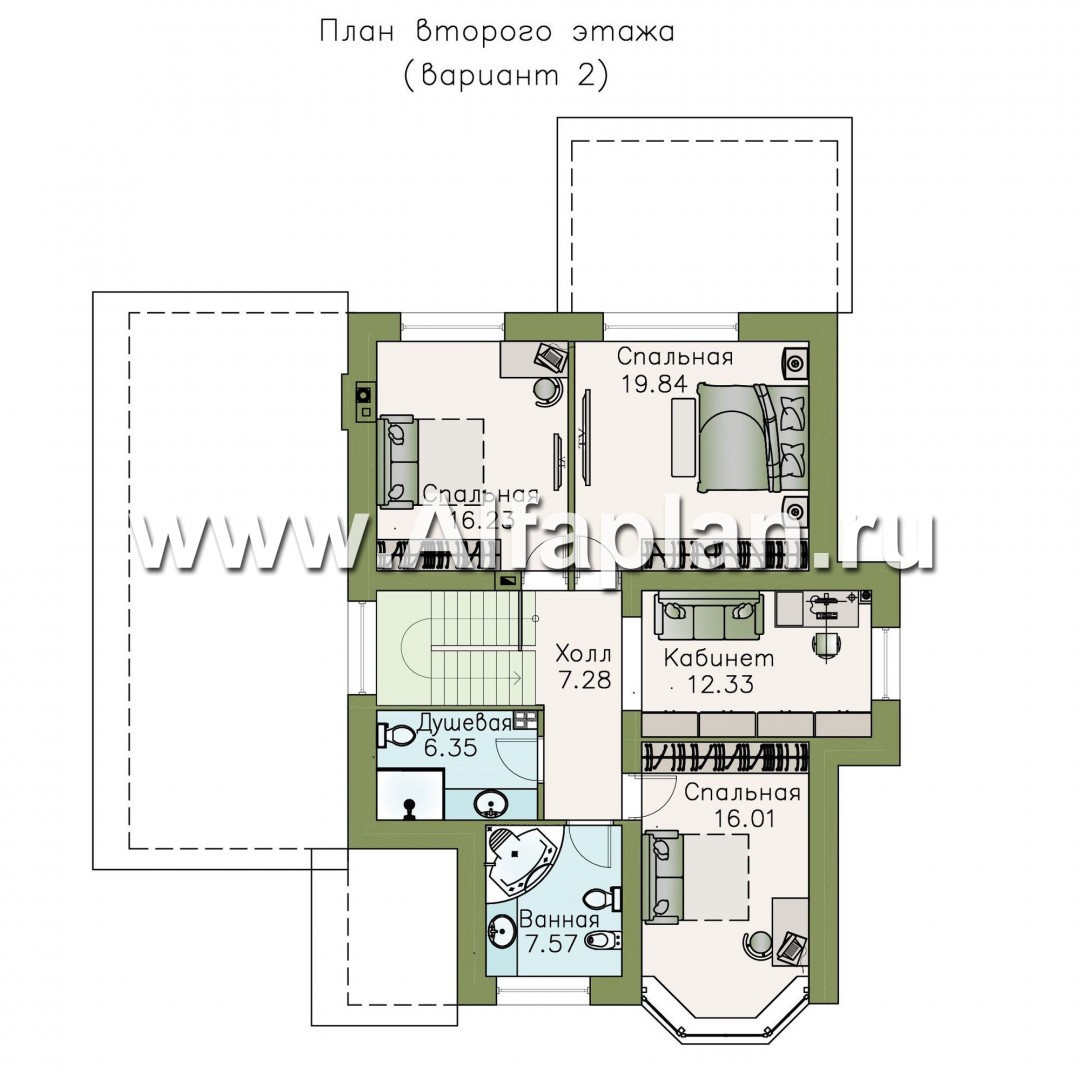 Проекты домов Альфаплан - «Четвертое измерение» - современный комфортный двухэтажный дом - изображение плана проекта №3