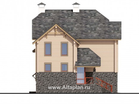 Проекты домов Альфаплан - «АльфаВУД» - деревяный дом из клееного бруса - превью фасада №3